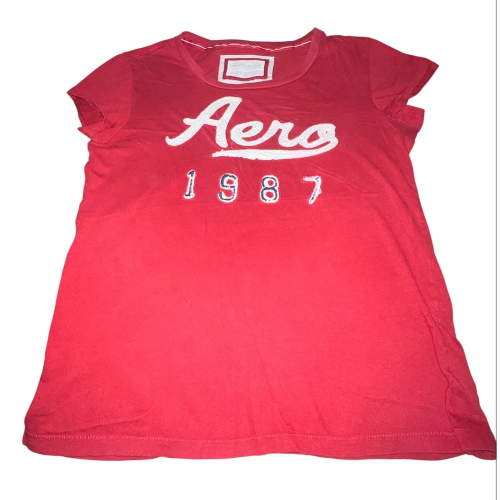Aeropostale Red Graphic Tee Aero 1987 Short Sleeve Crew Neck T-Shirt